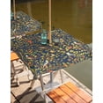 thumbnail image 2 of Hokiten Outdoor Tablecloths with Umbrella Hole & Zipper, Botanical Birds 60x60 Inch Square Tablecloths, Art Abstract Leaves Blue Waterproof Table Cloth, Patio/Pool/Picnic Table Covers, 2 of 7
