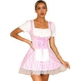 thumbnail image 2 of ZDHoor Women's Anime Cosplay Outfit Adult Maid Apron Miss Muffet Princess Fairytale Gingham Dress Pink XXL, 2 of 7