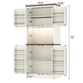 thumbnail image 3 of 72" Tall Farmhouse Kitchen Pantry Cabinet with 10 Side Shelves and LED Light & Power Outlet, 5 Layers Pantry Storage Cabinet with Barn Doors&Load-Bearing Steel Pipe for Dining Room,Living Room,White, 3 of 9