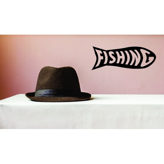 Decal Wall Sticker - Fishing Outdoor Sports Quote Home Decor Picture Art 12x30 Inches