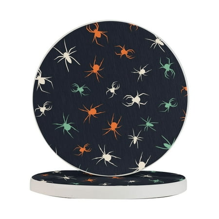 

Circular Drink Coasters Set Spider Pattern Beautiful Home Decor Diatomite Heat-Resistant Diatomite Protect Table Countertop