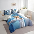 thumbnail image 3 of Manfei Kawaii Dogs 7-Piece Twin Bedding Sets,Pet Lover Bedding Comforter Set,Blue White Sheet Sets For Boys Kids,Luxury Bedroom Decor Reversible, 3 of 8