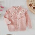 thumbnail image 4 of NORO ARK Girls Cardigan (1-9 Years) Ruffled Lace Trim Acrylic Sweater Pink Size 4T, 4 of 7