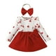thumbnail image 2 of Vestido de Navidad para Niños, Vestido con Lazo, Vestido Elegante con Estampado de Corazón, Ropa para Niños para Cumpleaños, Vacaciones, Festival, Ves 12 a 18M, 2 of 8