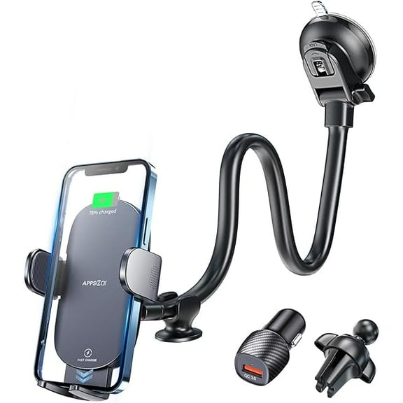 Saluqifa Wireless Car Charger 15W Fast Charging Car Phone Holder Charger Wireless Car Charger Mount for Dashboard Windshield Air Vent Compatible with iPhone 15 Pro Max Plus 14 13 12 Samsung LG & More