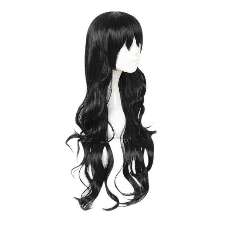 Unique Bargains Curly Wig Wigs for Women 28 Black with Wig Cap 350g