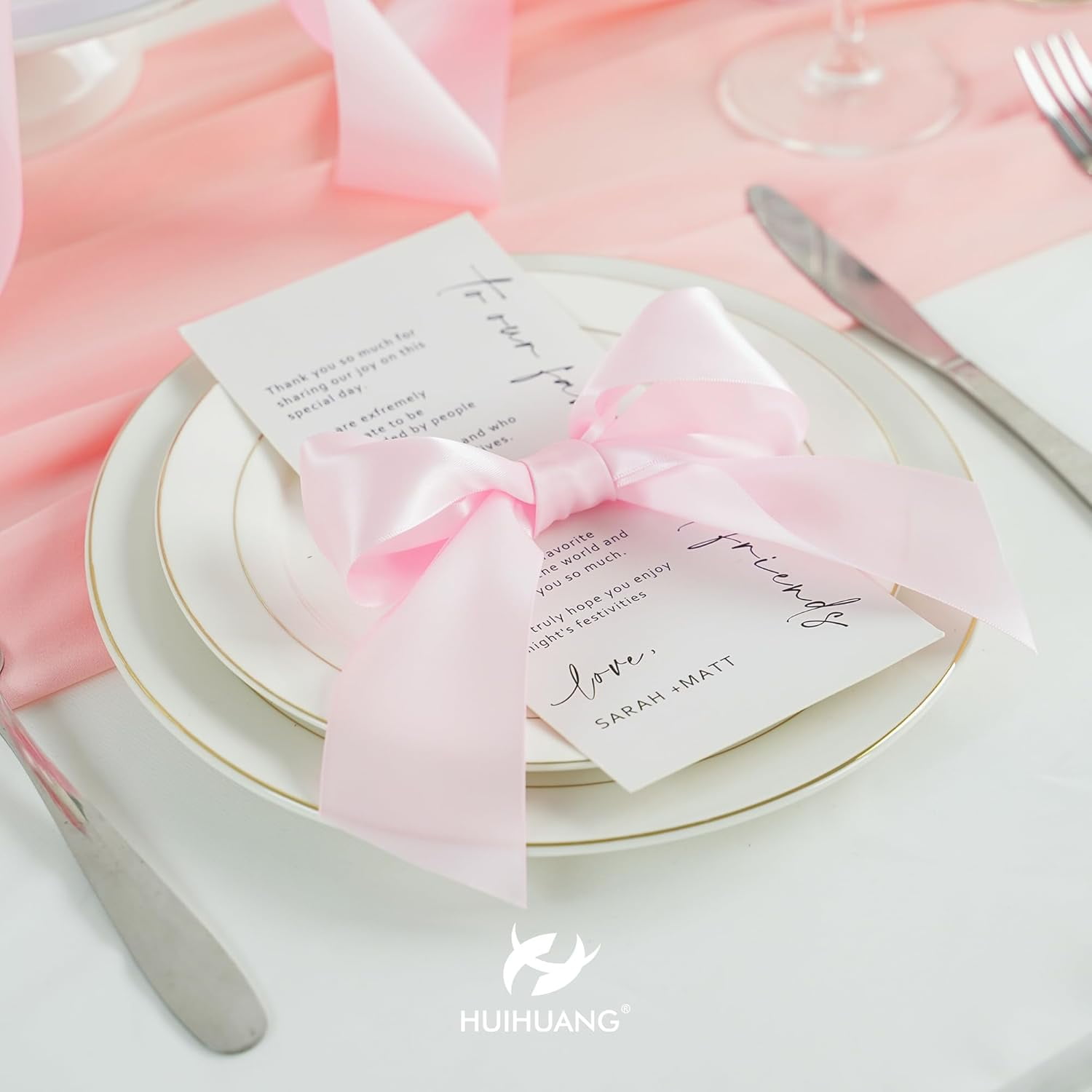 Baby Pink Ribbon Satin 1-1/2" Wide Double Face Polyester Satin Ribbons for Crafts, Thick Silk Ribbon for Gift Wrapping Hair Bows Floral Bouquet Cake Box Baby Shower Decor Party-50 Yards