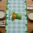 thumbnail image 5 of St. Patrick's Day Table Runner, Spring Coin Green Clovers Blue Lattice Washable Cotton Linen Table Runners 90 Inches Long, Dresser Scarf Runner for Dining/Coffee/Kitchen/Hallway Tables 13''x90'', 5 of 9