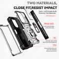 thumbnail image 5 of Phone Case for Samsung Z Fold 6 Case with Ring Holder Camera Lens Protector Slide Cover Black Shockproof Samsung Galaxy Z Fold 6 Case Rugged Heavy Duty with Pen Slot (Silver), 5 of 16
