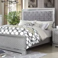 thumbnail image 2 of Glam Mirror Panels 1pc Queen Size Bed Silver Bedroom Panel Bed Gray Tufted Fabric Headboard, 2 of 8