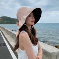 thumbnail image 4 of Back Split Bowknot Decor Solid Color Fishermen Hat Women Ruffle Wide Brim Sun Hat Fashion Accessories, 4 of 10