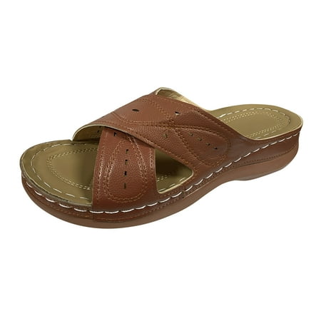 

Ladies Fashion Solid Color Leather Engraved Cross Hollow Casual Platform Sandals Note Please Buy One Or Two Sizes Larger