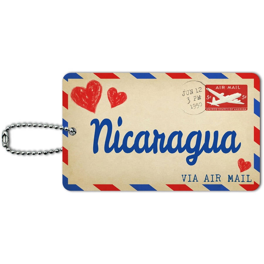 Air Mail Postcard Love for Nicaragua ID Tag Luggage Card for Suitcase ...