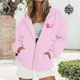 thumbnail image 2 of Bovemsi Sweatshirt for Women Breast Cancer Awareness Hoodies Ribbon Graphic Full Zip Up Oversized Fleece Jackets Clothes Zip Up Hoodie, 2 of 7