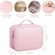 thumbnail image 3 of Cosmetiquera Para Maquillaje, Bolsa de maquillaje para viaje de gran capacidad, Cuero Impermeable, Neceser, Almacenamiento particionado de 3 capas, Ideal Para Uso Diario y Viaje (Rosa), 3 of 4