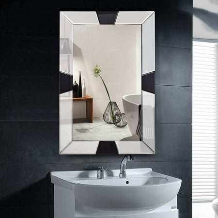Mirror Frame Mount - Costway 23.5'' x 35.5'' Rectangular Wall-Mounted Wooden Frame Vanity Mirror Glass Bathroom