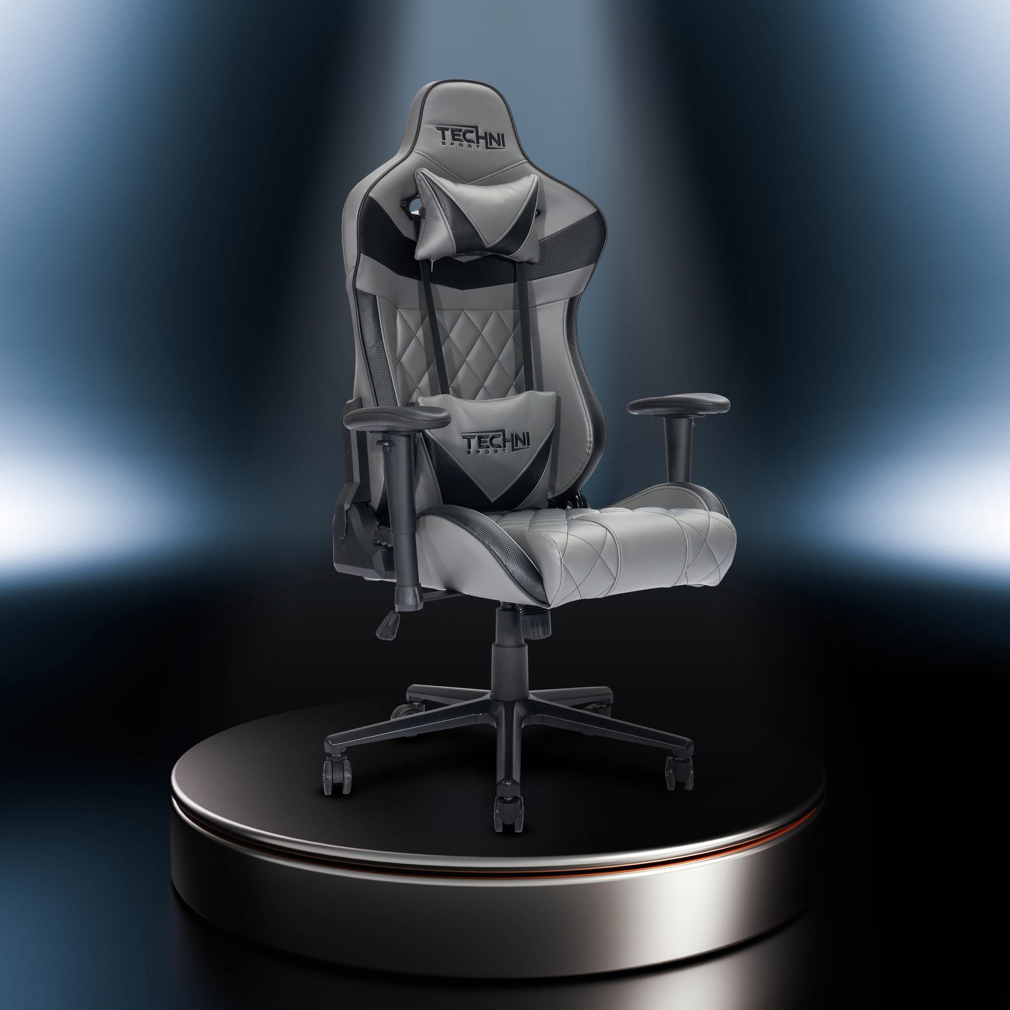 Techni Office Solutions 55.25" Vibrant Gray and Black Unique Techni Sports XL Comfortable Gaming
