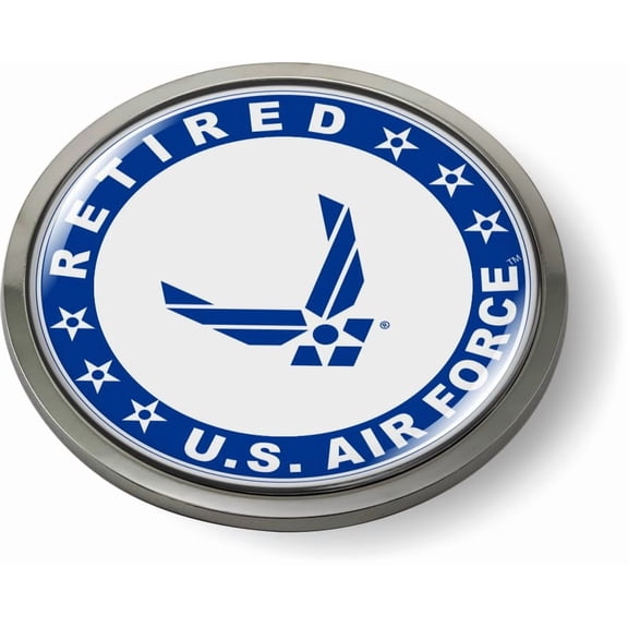 U.S. Air Force Retired Logo 3D Domed Car Emblem – Metal Bezel Style 1