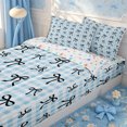 thumbnail image 3 of Erosebridal Minimalist Black Bow Zipper Full Size Comforter Sets with Fitted Sheet and 2 Pillowcases,Cool Blue Gingham Zipper Bedding Set,Black Blue White,4pcs,Reversible, 3 of 6