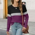 thumbnail image 4 of DondPO Womens Tops Women's Color Block Tunic Tops Casual Long Sleeve Shirts Round Neck Pullover Womens Dressy Tops Tops for Women Trendy Purple XL, 4 of 7