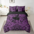 thumbnail image 2 of Erosebridal Damask Flower Bedding Sets Full Size, Purple Comforter Sets with Sheets, Halloween Witch Bat Reversible Bedding Full Size, Lightweight Bedroom Decorative, 7pcs, 2 of 4