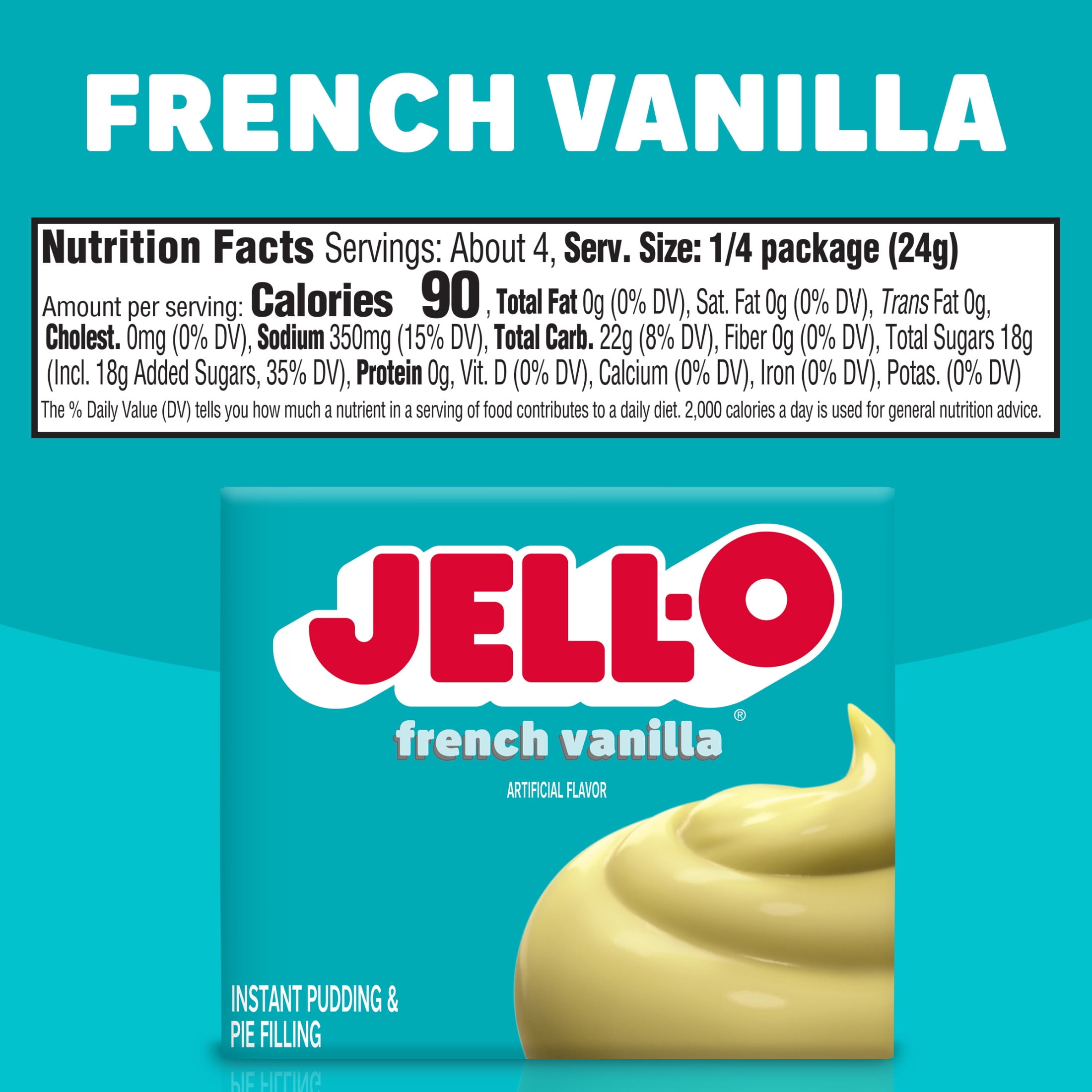 Jell-O French Vanilla Instant Pudding & Pie Filling Mix, 3.4 oz Box