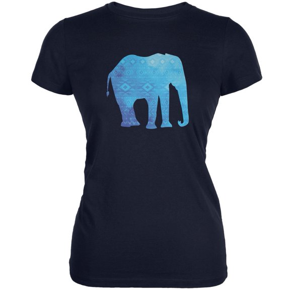 African Spirit Animal Elephant Navy Juniors Soft T-Shirt - X-Large