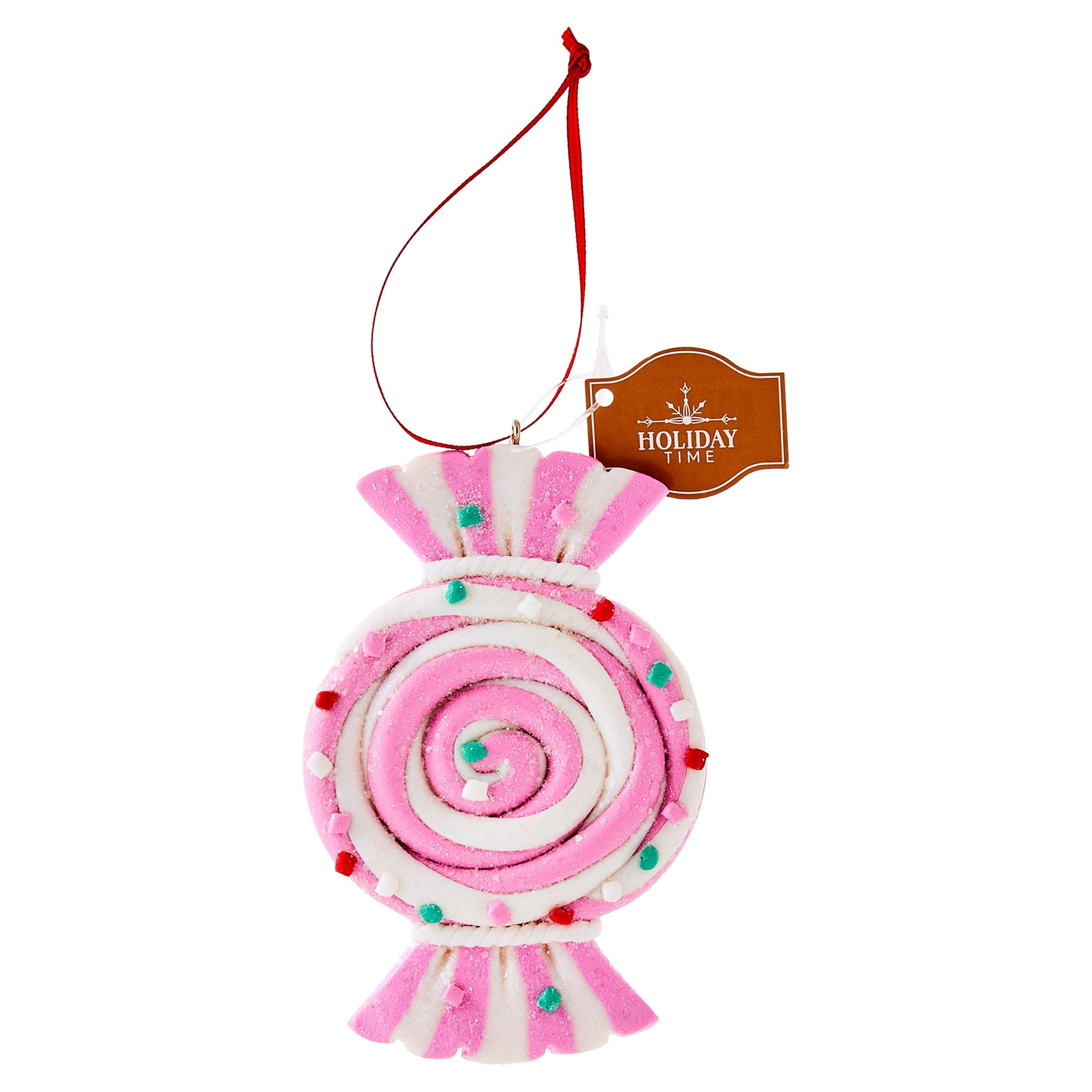 Pink and White Clay Dough Candy Christmas Ornament, 4.3", by Holiday Time