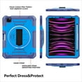 thumbnail image 2 of Shockproof Case for Apple iPad Pro 11 Inch 2024 M4, with Pencil Holder Military Grade Protection Rotating Stand Hand Strap Shoulder Strap Bumper Rugged Case for iPad Pro 11" 2024, Blue, 2 of 8