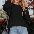 thumbnail image 3 of Gibobby Sueter Navideños Mujer de punto con cuello redondo para mujer, de punto con lunares, manga larga, liso, elegante, Top de punto(Negro,CH), 3 of 5