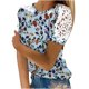 thumbnail image 1 of Mujeres Causal Mangas Cortas Cómodo Encaje Cuello Redondo Estampado Blusa Pullover Tops Camisa OAVQHLG3B Store lin121212, 1 of 5