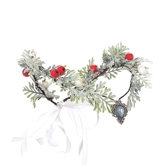 Bubbmi Corona de flores navideñas Diadema Corona de bosque Hada Diosa Tiara Festival Tocado con para fiesta Mujeres Niñas