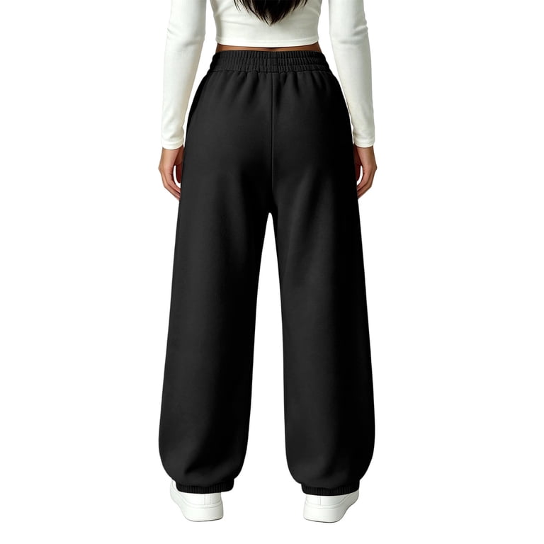 Tranfacy Women Solid Sweat Cuffed Full Length Pants Loose Casual ...