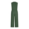 thumbnail image 3 of Women's Summer Cotton Linen Jumpsuits Loose V Neck Button Down Drawstring Wide Leg Pants Rompers Overall with Pockets, 3 of 3
