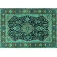 thumbnail image 1 of Ahgly Company Indoor Rectangle Persian Turquoise Blue Traditional Area Rugs, 7' x 9', 1 of 4