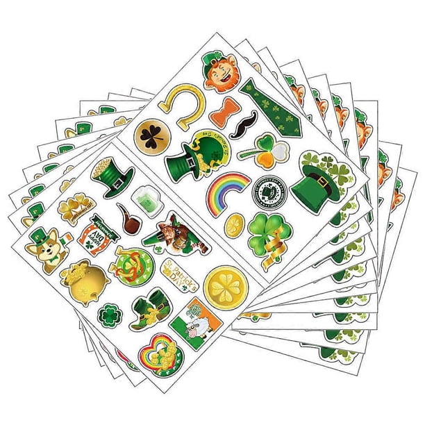 St Patrick's Day Theme Stickers Water Transfer Printing Car Decoration Green 20Pcs