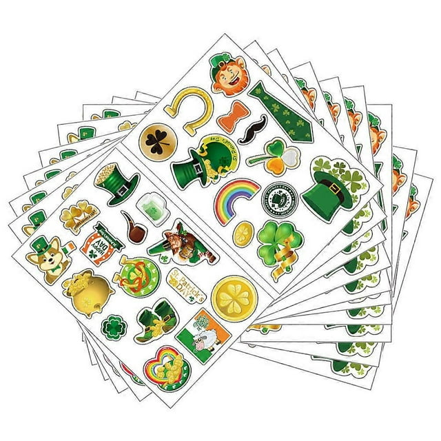 St Patrick's Day Theme Stickers Water Transfer Printing Car Decoration Green 20Pcs
