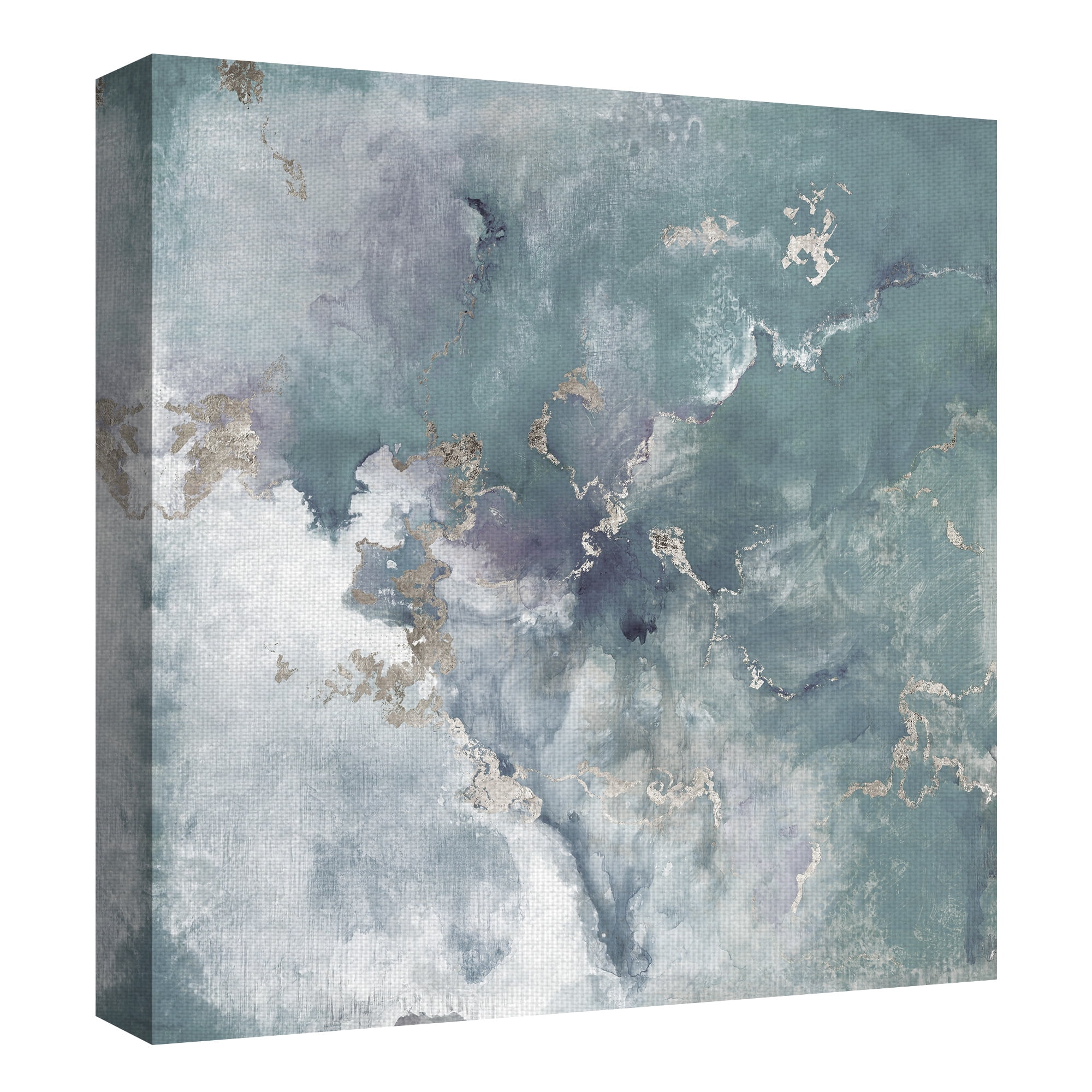 Masterpiece Art Gallery Golden Edge II Soft Blue Abstract By Janet Tava Canvas Art Print 35" x 35"