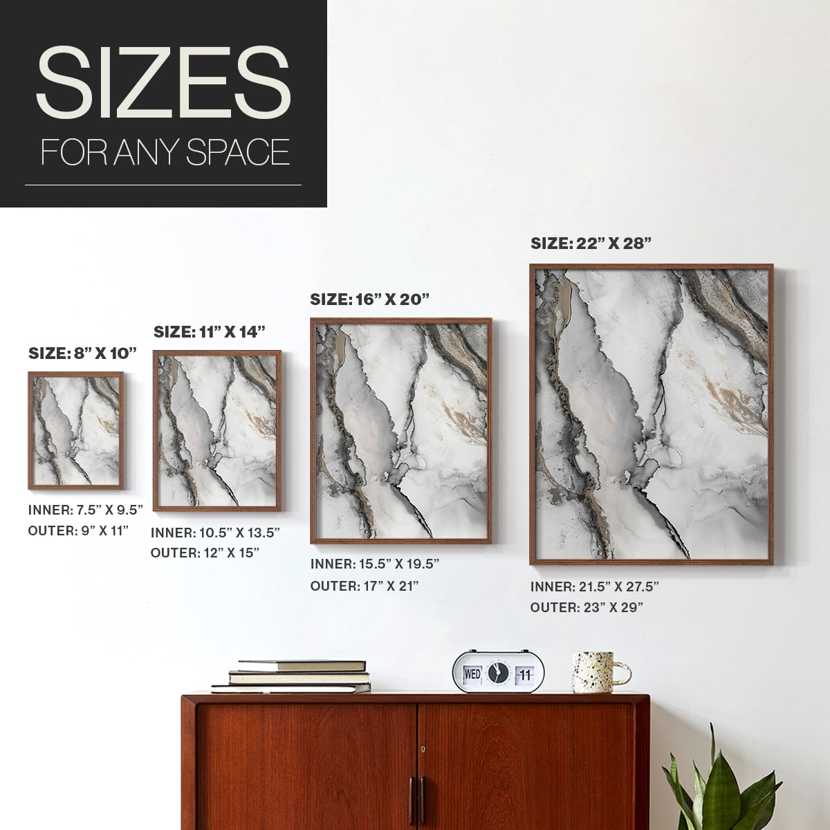 Abstract Ink Fantasy I in Paper Solid Wood 11 x 14 Framed Print