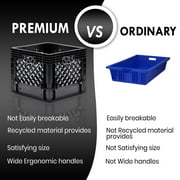 Juggernaut Storage 16QT Heavy-Duty Plastic Milk Crate Black with Built-in Handles