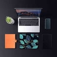thumbnail image 2 of Square Mouse Pad Golden Leaves, Personalized Premium-Textured Mousepad Design, Washable Lycra Cloth , Non-Slip Rubber Base Computer Pads for Mouse, Line Art, Blue and Green Abstract Design, 2 of 5