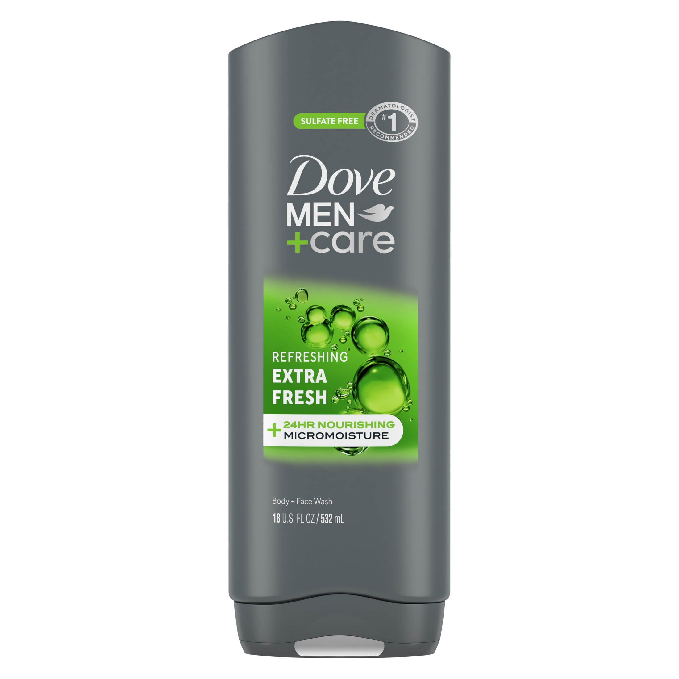 (4 pack) Dove Men+Care Refreshing Hydrating Face & Body Wash for Men Extra Fresh All Skin, 18 oz