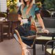 thumbnail image 3 of Balery Cool Cat Driving Sunset Vestidos sueltos de manga corta para mujer, vestidos de verano 2025, vestidos casuales de corte A con vuelo., 3 of 6