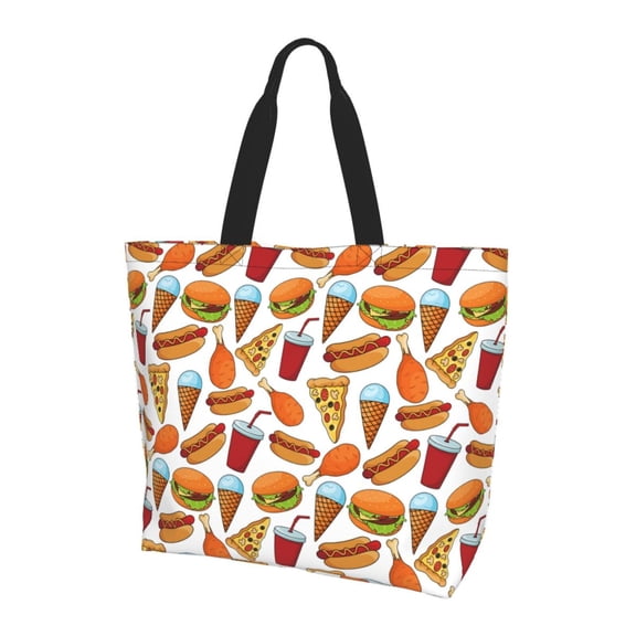 Yiaed Hot Dog Burger Print Handbag for Women Tote Purse Shoulder Bag Large Fashion Hobo Purse Handbag Shopping Tote