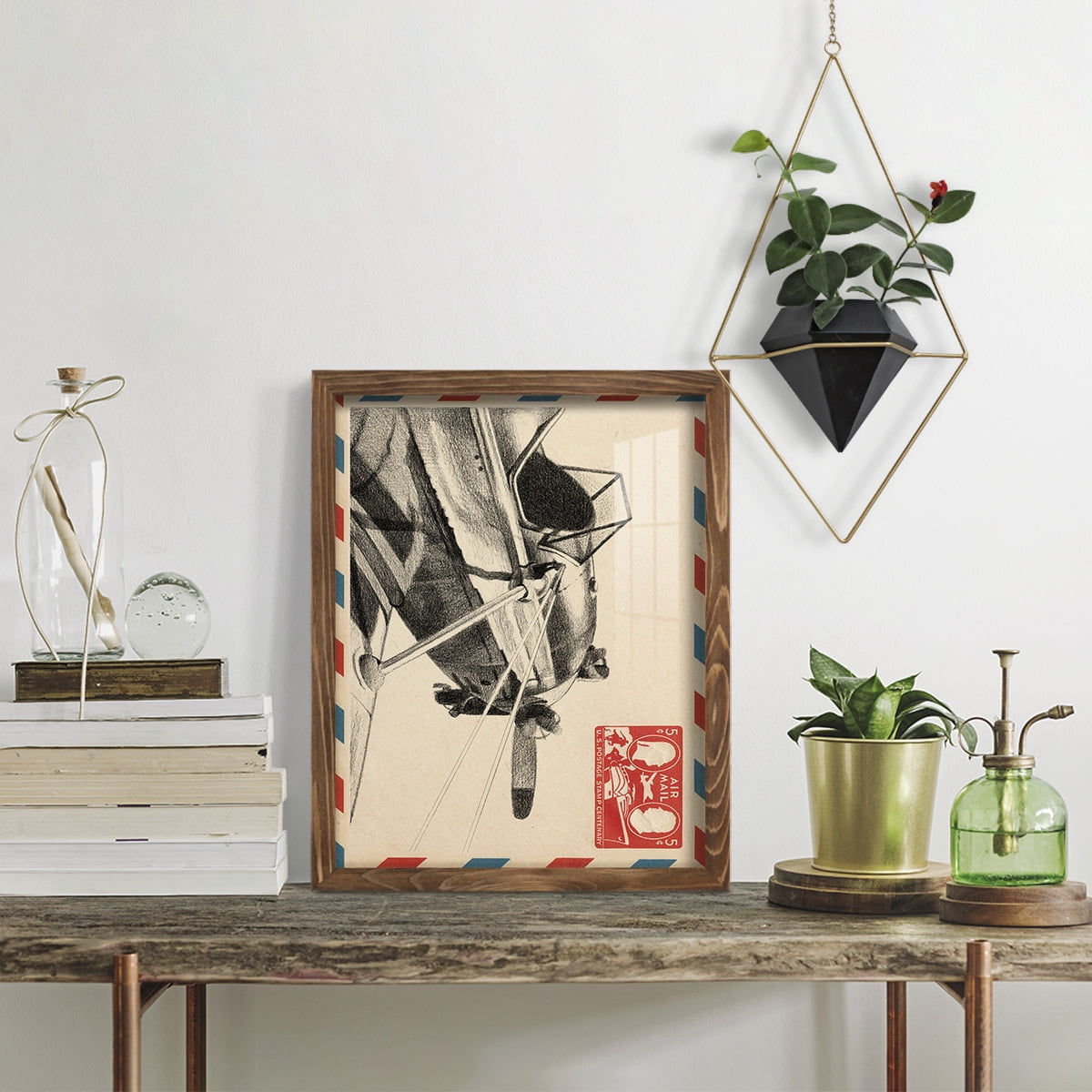 Vintage Airmail I -Framed Print w/glass-Walnut