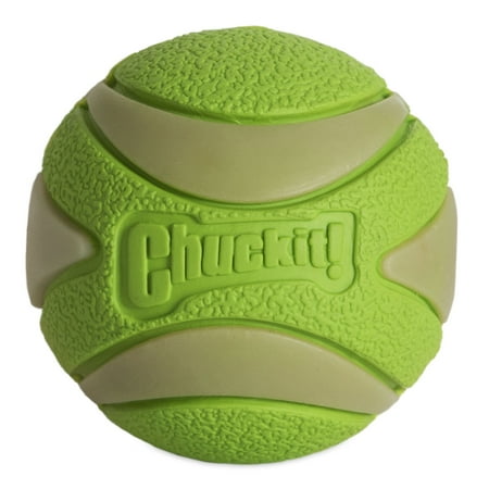 Chuckit! Max Glow Ultra Squeaker Rubber Dog Ball Glow in the Dark Fetch Dog Toy Medium 2.5 for Dogs 20-60 lb Pack of 1 Green