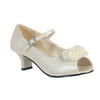 Girls Ivory Pearled Satin Flowers Nancy Occasion Dress Shoes 11-4 Kids