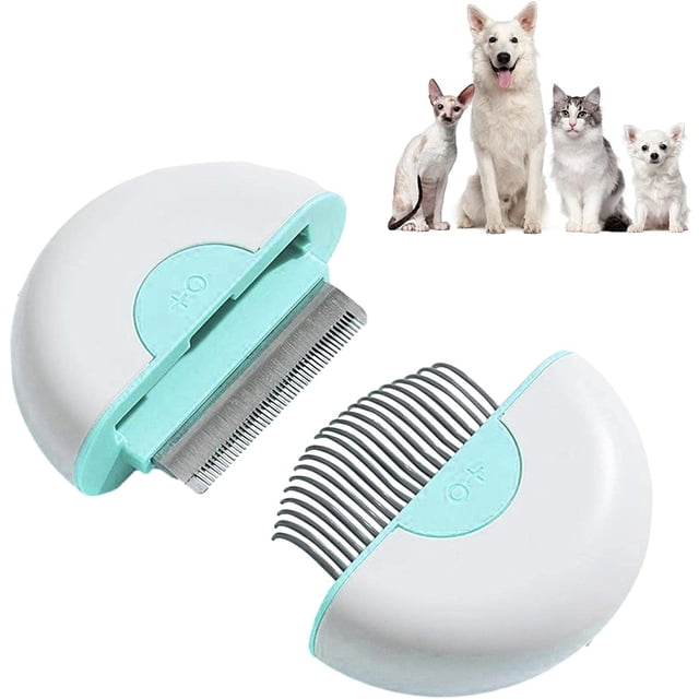 Peine de acero inoxidable para mascotas, para gatos y perros, peine relajante para gatos y perros (verde)