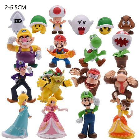 3-48Pcs/wholesale Anime Mario Figure Luigi Bowser Princess Peach Donkey Kong Goomba PVC Action Figures Mushroom Toad Model Toys