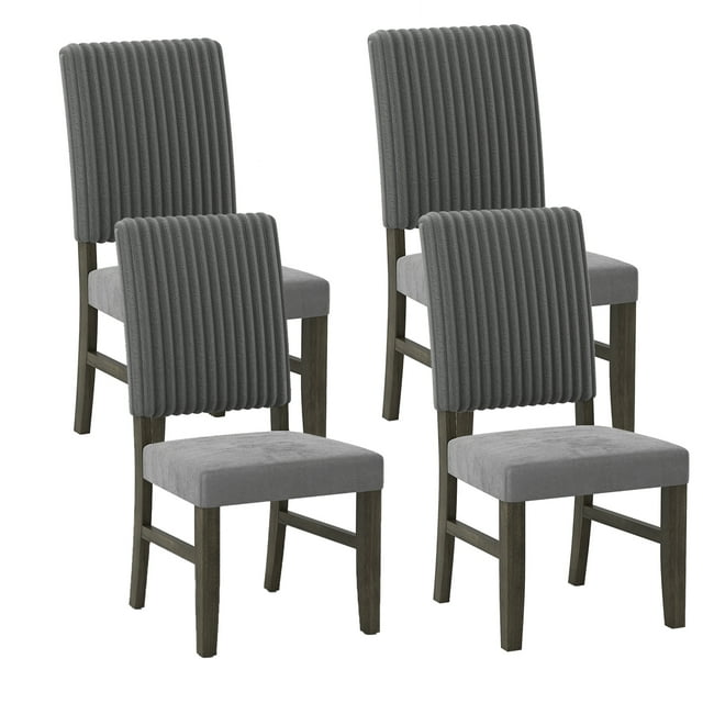 Gymax Ensemble de 4 Chaises de Salle à Manger Chaises Rembourrées en Tissu de Velours Style Mi-Siècle Moderne